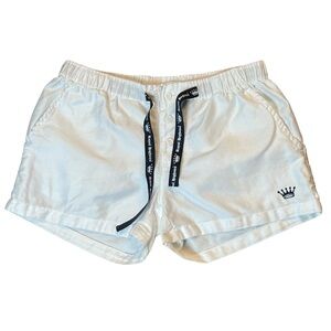 Royal Highnies Lounge Sleep Short Pima Cotton Pockets Elastic Waist White Navy